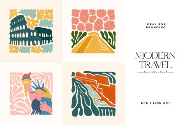 Çiçek ve gezgin soyut elementler. Botanik kompozisyonu. Modern trend Matisse minimal tarzı. Çiçek posteri, dönüm noktası. Tebrik kartı veya davet tasarımı için vektör düzenlemeleri