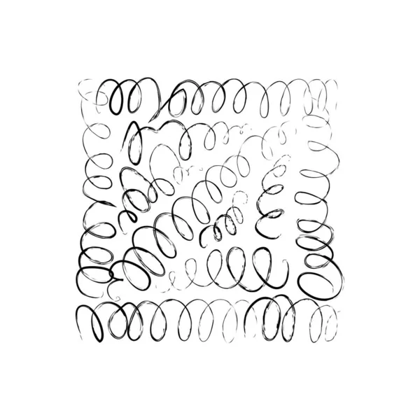 Handgetekende Krabbels Vector Doodle Inktborstelvormen Willekeurige Chaotische Lijnen Koolpotlood Krullende — Stockvector
