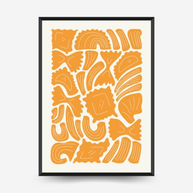 Soyut gıda posterleri şablonu. Modern trend Matisse minimal tarzı. Mutfak ve restoran dekorasyonu. Duvar kağıdı, duvar dekoru, baskı, kartpostal, kapak, şablon, pankart için el çizimi tasarımı.