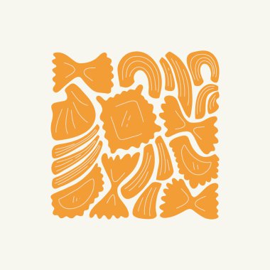 Gıda soyut elementleri. Yiyecek ve sağlıklı kompozisyon. Modern trend Matisse minimal tarzı. Restoran ve mutfak afişi, davet. Tebrik kartı veya davet tasarımı için vektör düzenlemeleri