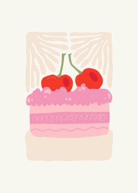 Gıda soyut elementleri. Yiyecek ve sağlıklı kompozisyon. Modern trend Matisse minimal tarzı. Restoran ve mutfak afişi, davet. Tebrik kartı veya davet tasarımı için vektör düzenlemeleri