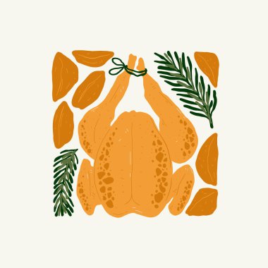 Gıda soyut elementleri. Yiyecek ve sağlıklı kompozisyon. Modern trend Matisse minimal tarzı. Restoran ve mutfak afişi, davet. Tebrik kartı veya davet tasarımı için vektör düzenlemeleri