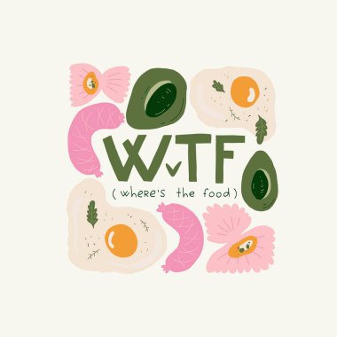 Gıda soyut elementleri. Yiyecek ve sağlıklı kompozisyon. Modern trend Matisse minimal tarzı. Restoran ve mutfak afişi, davet. Tebrik kartı veya davet tasarımı için vektör düzenlemeleri