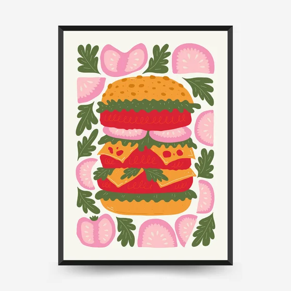 Abstrakcyjny Szablon Plakatów Żywności Nowoczesny Modny Styl Minimalny Matisse Kuchnia — Wektor stockowy