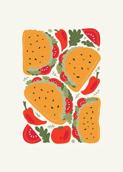 Gıda Soyut Elementleri Yiyecek Sağlıklı Kompozisyon Modern Trend Matisse Minimal — Stok Vektör