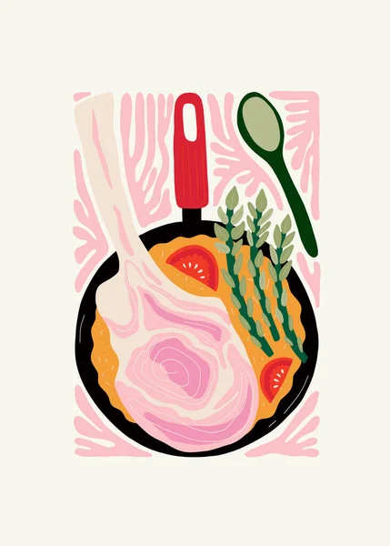 Alimentos Elementos Abstratos Comida Composição Saudável Moderna Moda Matisse Estilo —  Vetores de Stock