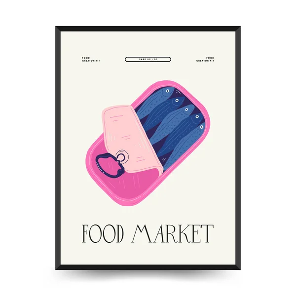 Αφηρημένο Πρότυπο Αφίσες Τροφίμων Μοντέρνο Μοντέρνο Στυλ Matisse Minimal Κουζίνα — Διανυσματικό Αρχείο