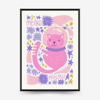 Soyut uzay ve evren posterleri şablonu. Modern trend Matisse minimal tarzı. Astronomi ve Yıldız Dekoru. Duvar kağıdı, duvar dekoru, baskı, kartpostal, kapak, şablon, pankart için el çizimi tasarımı