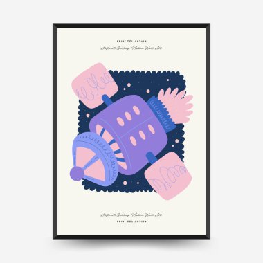 Soyut uzay ve evren posterleri şablonu. Modern trend Matisse minimal tarzı. Astronomi ve Yıldız Dekoru. Duvar kağıdı, duvar dekoru, baskı, kartpostal, kapak, şablon, pankart için el çizimi tasarımı
