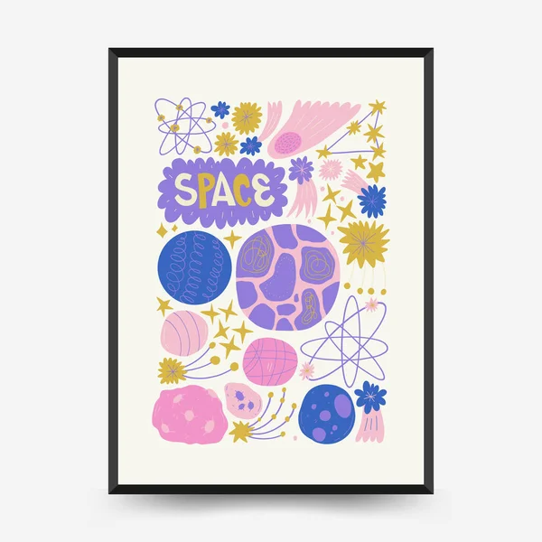 Absztrakt Tér Kozmosz Poszterek Sablon Modern Trendi Matisse Minimális Stílus — Stock Vector