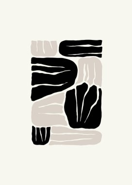 Koyu çiçekli soyut elementler. Botanik kompozisyonu. Modern trend Matisse minimal tarzı. Çiçek posteri, davet. Tebrik kartı veya davet tasarımı için vektör düzenlemeleri