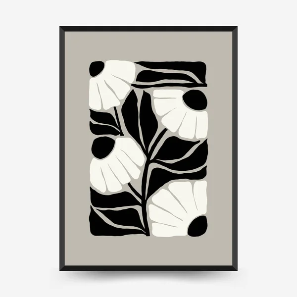 Modelo Cartazes Florais Escuros Abstratos Moderna Moda Matisse Estilo Mínimo —  Vetores de Stock