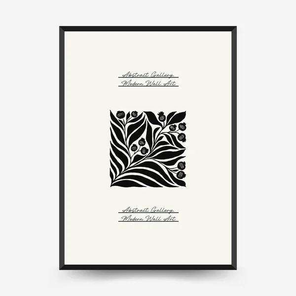 Abstrakte Dunkel Florale Poster Vorlage Moderner Trendiger Matisse Minimal Stil — Stockvektor