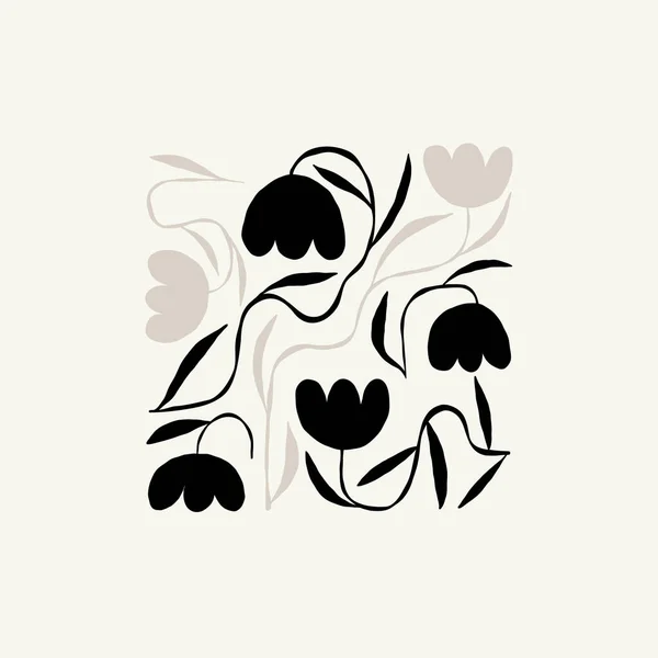 Abstraktní Prvky Dark Floral Botanické Složení Moderní Módní Matisse Minimální — Stockový vektor