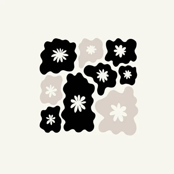 Koyu Çiçekli Soyut Elementler Botanik Kompozisyonu Modern Trend Matisse Minimal — Stok Vektör