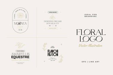 Markalaşma için klasik çiçek logosu şablonu çizimi