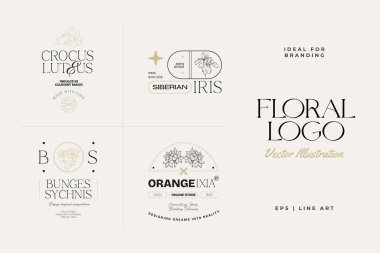 Markalaşma için klasik çiçek logosu şablonu çizimi