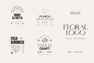 Markalaşma için klasik çiçek logosu şablonu çizimi