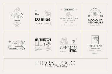 Markalaşma için klasik çiçek logosu şablonu çizimi