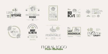 Markalaşma için klasik çiçek logosu şablonu çizimi