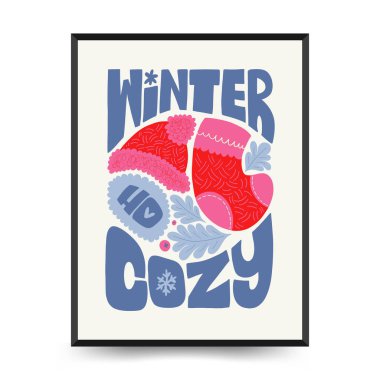 Mutlu Noeller ve mutlu yıllar dikey uçucu ya da poster şablonu. Modern trend Matisse minimal tarzı. Duvar kağıdı, duvar dekoru, baskı, kartpostal, kapak, şablon, pankart için el çizimi tasarımı.