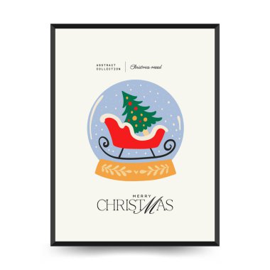 Mutlu Noeller ve mutlu yıllar dikey uçucu ya da poster şablonu. Modern trend Matisse minimal tarzı. Duvar kağıdı, duvar dekoru, baskı, kartpostal, kapak, şablon, pankart için el çizimi tasarımı.