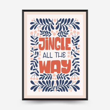 Mutlu Noeller ve mutlu yıllar dikey uçucu ya da poster şablonu. Modern trend Matisse minimal tarzı. Duvar kağıdı, duvar dekoru, baskı, kartpostal, kapak, şablon, pankart için el çizimi tasarımı.