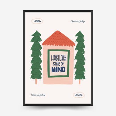 Mutlu Noeller ve mutlu yıllar dikey uçucu ya da poster şablonu. Modern trend Matisse minimal tarzı. Duvar kağıdı, duvar dekoru, baskı, kartpostal, kapak, şablon, pankart için el çizimi tasarımı.
