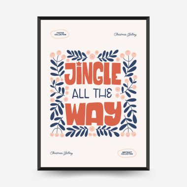 Mutlu Noeller ve mutlu yıllar dikey uçucu ya da poster şablonu. Modern trend Matisse minimal tarzı. Duvar kağıdı, duvar dekoru, baskı, kartpostal, kapak, şablon, pankart için el çizimi tasarımı.