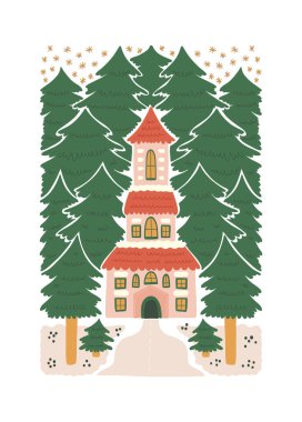 Mutlu Noeller ve mutlu yıllar illüstrasyonu. Modern trend Matisse minimal tarzı. Duvar kağıdı, duvar dekoru, baskı, kartpostal, kapak, şablon, pankart için el çizimi tasarımı.