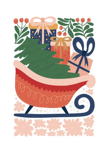 Feliz Navidad Feliz Año Nuevo Ilustración Moderno Estilo Minimalista Matisse — Vector de stock