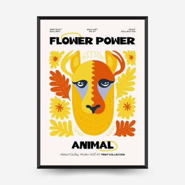 Soyut çiçek ve hayvan posterleri şablonu. Modern Matisse stili. Çocuklar ve Çocuk Duvarı Sanatı. Duvar kağıdı, duvar dekoru, baskı, kartpostal, kapak, şablon, pankart için el çizimi tasarımı. 