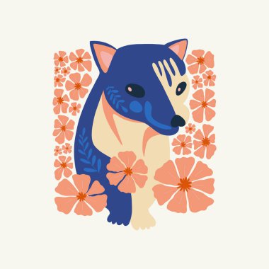 Çiçek ve hayvan soyut elementleri. Botanik kompozisyonu. Modern trend Matisse minimal tarzı. Çocuklar, Çocuk, Çiçek posteri, davetli. Tebrik kartı veya davet tasarımı için vektör düzenlemeleri.