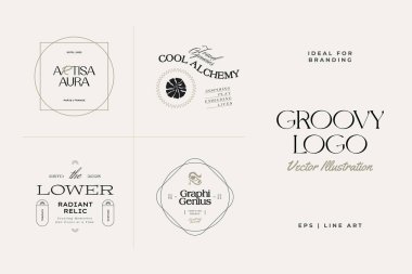 Eski Boho Çiçeği logosu markalaşma için resimleme