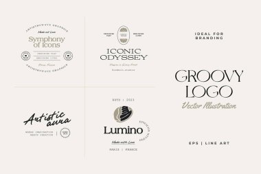 Eski Boho Çiçeği logosu markalaşma için resimleme