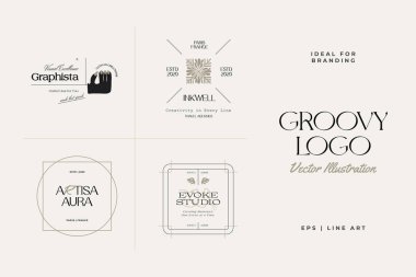 Eski Boho Çiçeği logosu markalaşma için resimleme