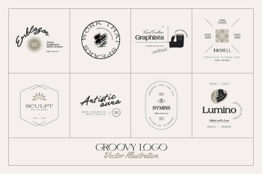 Eski Boho Çiçeği logosu markalaşma için resimleme