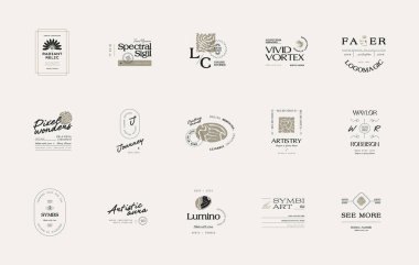 Eski Boho Çiçeği logosu markalaşma için resimleme