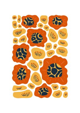 Çiçek soyut elementler. Botanik kompozisyonu. Modern trend Matisse minimal tarzı. Çiçek posteri, davet. Tebrik kartı veya davet tasarımı için vektör düzenlemeleri