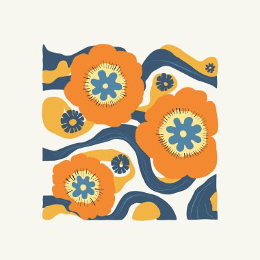 Çiçek soyut elementler. Botanik kompozisyonu. Modern trend Matisse minimal tarzı. Çiçek posteri, davet. Tebrik kartı veya davet tasarımı için vektör düzenlemeleri