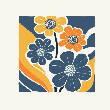 Çiçek soyut elementler. Botanik kompozisyonu. Modern trend Matisse minimal tarzı. Çiçek posteri, davet. Tebrik kartı veya davet tasarımı için vektör düzenlemeleri