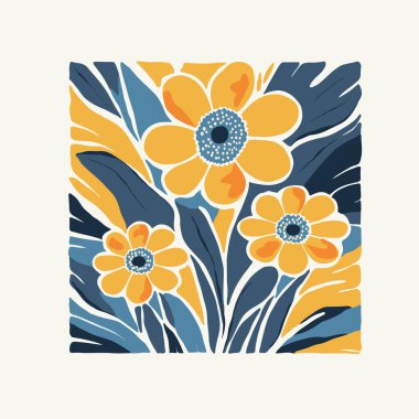 Çiçek soyut elementler. Botanik kompozisyonu. Modern trend Matisse minimal tarzı. Çiçek posteri, davet. Tebrik kartı veya davet tasarımı için vektör düzenlemeleri