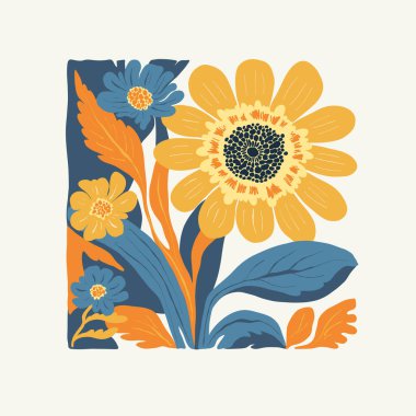 Çiçek soyut elementler. Botanik kompozisyonu. Modern trend Matisse minimal tarzı. Çiçek posteri, davet. Tebrik kartı veya davet tasarımı için vektör düzenlemeleri