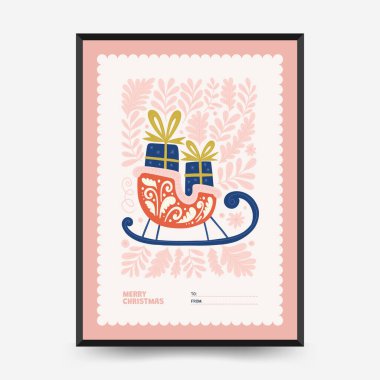 Mutlu Noeller ve mutlu yıllar dikey uçucu ya da poster şablonu. Modern trend Matisse minimal tarzı. Duvar kağıdı, duvar dekoru, baskı, kartpostal, kapak, şablon, pankart için el çizimi tasarımı.