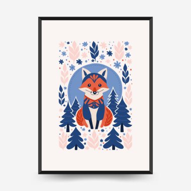 Mutlu Noeller ve mutlu yıllar dikey uçucu ya da poster şablonu. Modern trend Matisse minimal tarzı. Duvar kağıdı, duvar dekoru, baskı, kartpostal, kapak, şablon, pankart için el çizimi tasarımı.