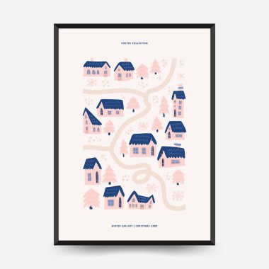 Mutlu Noeller ve mutlu yıllar dikey uçucu ya da poster şablonu. Modern trend Matisse minimal tarzı. Duvar kağıdı, duvar dekoru, baskı, kartpostal, kapak, şablon, pankart için el çizimi tasarımı.