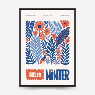 Mutlu Noeller ve mutlu yıllar dikey uçucu ya da poster şablonu. Modern trend Matisse minimal tarzı. Duvar kağıdı, duvar dekoru, baskı, kartpostal, kapak, şablon, pankart için el çizimi tasarımı.