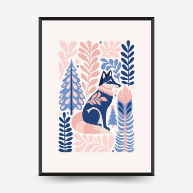 Mutlu Noeller ve mutlu yıllar dikey uçucu ya da poster şablonu. Modern trend Matisse minimal tarzı. Duvar kağıdı, duvar dekoru, baskı, kartpostal, kapak, şablon, pankart için el çizimi tasarımı.