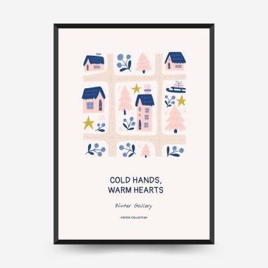 Mutlu Noeller ve mutlu yıllar dikey uçucu ya da poster şablonu. Modern trend Matisse minimal tarzı. Duvar kağıdı, duvar dekoru, baskı, kartpostal, kapak, şablon, pankart için el çizimi tasarımı.