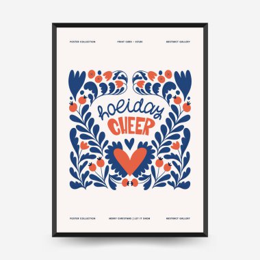 Mutlu Noeller ve mutlu yıllar dikey uçucu ya da poster şablonu. Modern trend Matisse minimal tarzı. Duvar kağıdı, duvar dekoru, baskı, kartpostal, kapak, şablon, pankart için el çizimi tasarımı.